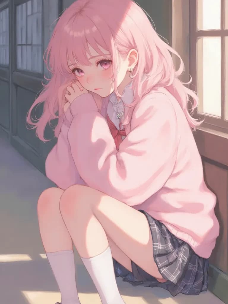 Yuna, a quiet girl in the classroom.  thumbnail
