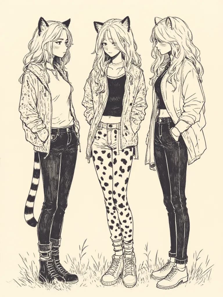 trio of semi-human snow leopard girlfriends thumbnail