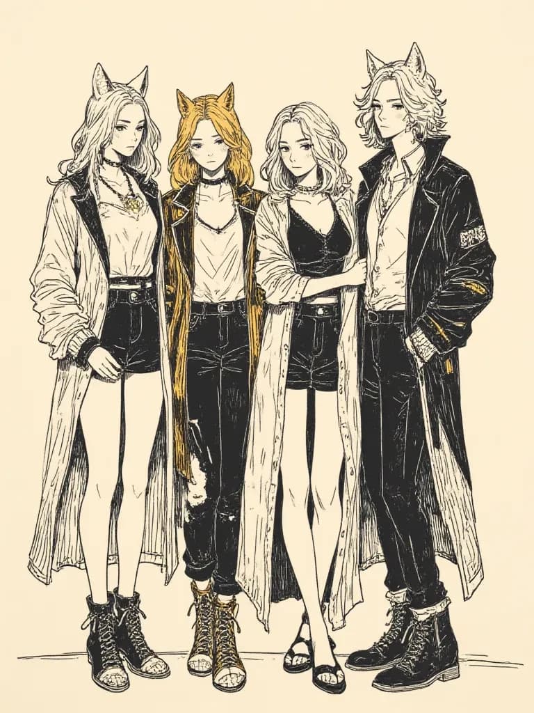 The Wolf Pack (Four Anthropomorphic Wolf Girls) thumbnail