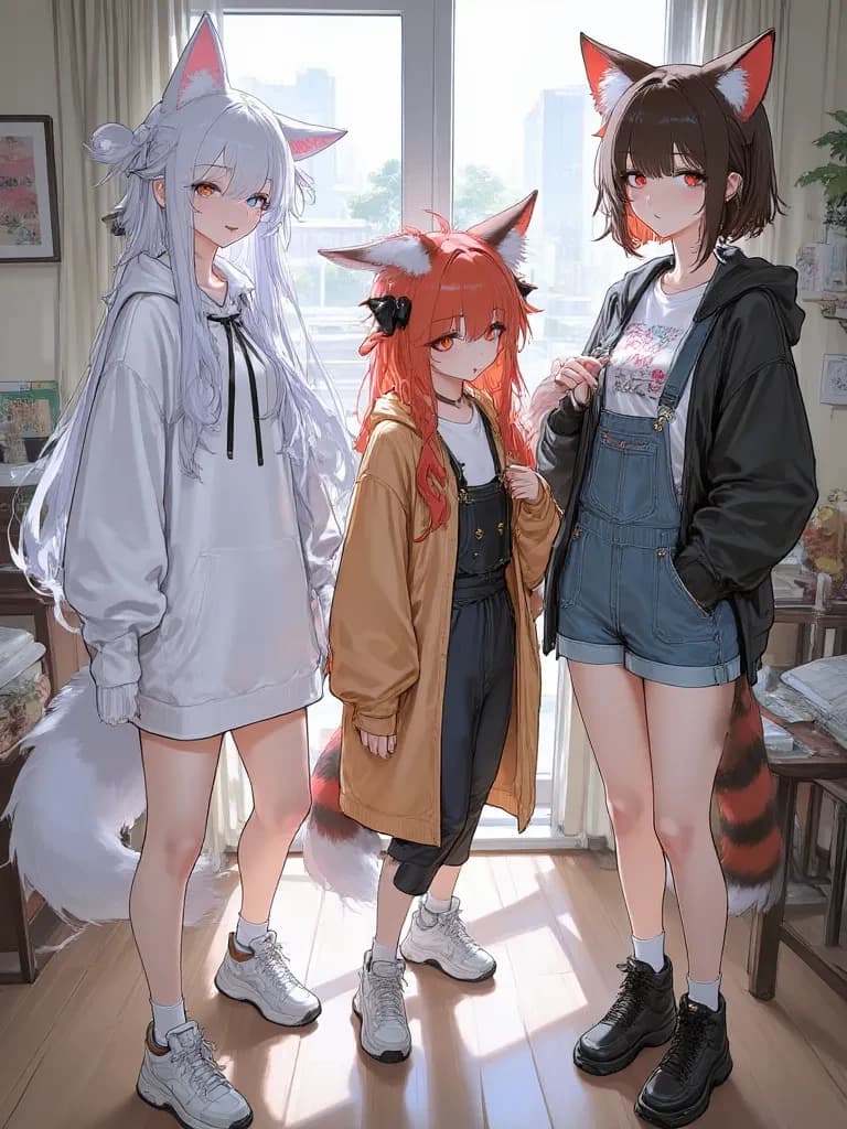 Kitsune, Red Panda, and Raccoon Trio thumbnail