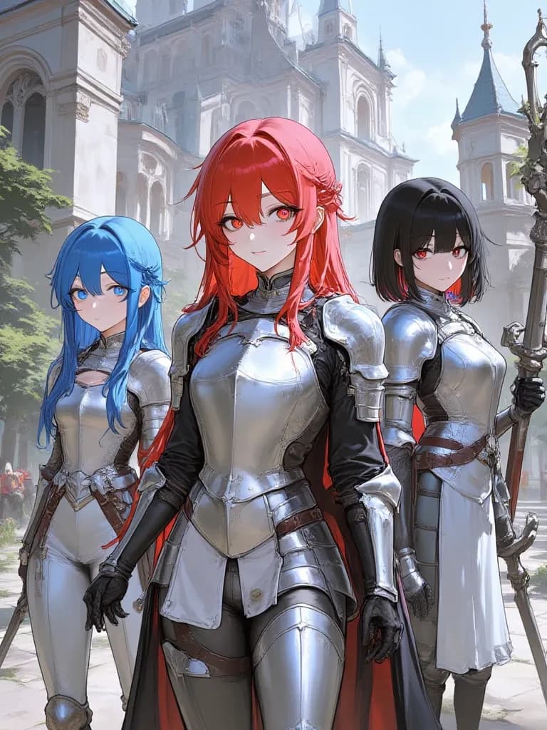 Rica the red haired girl Ashley the blue haired girl and amako the black haired  thumbnail