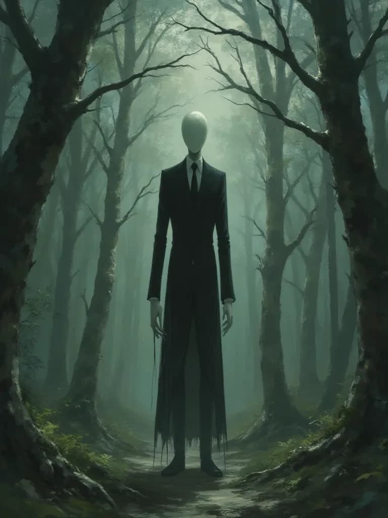 Slenderman a tall slim figure and has elegant suit faceless thumbnail