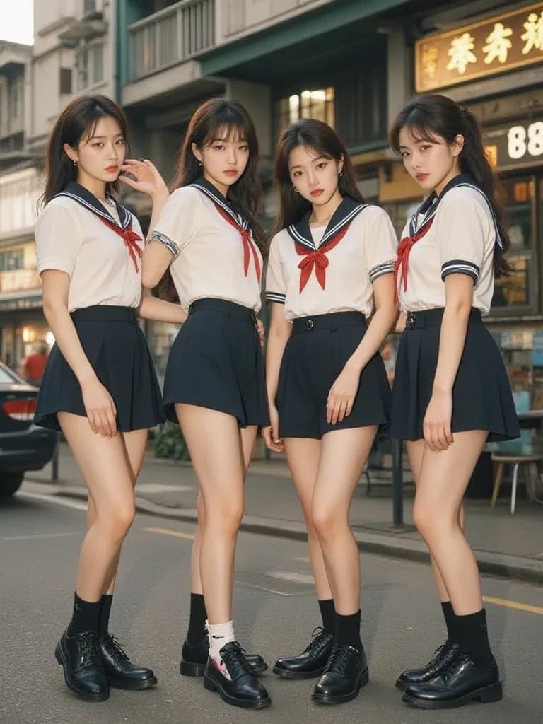 four Japanese twin girls They are Rose, Jenny, Marie and Maria. thumbnail