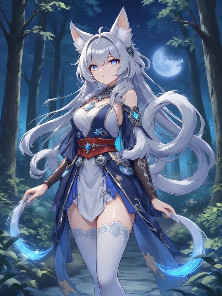 Tsuki-Kage, the Lunar Wolverine an crescent moons white and turquoi  birh marks thumbnail