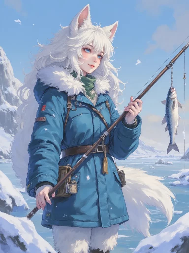 Fisherman Arctic Wolf Girl TG TF thumbnail