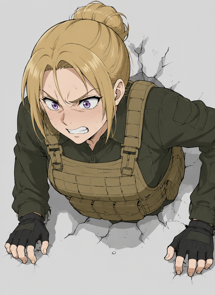 Female soldier stuck in a wall thumbnail