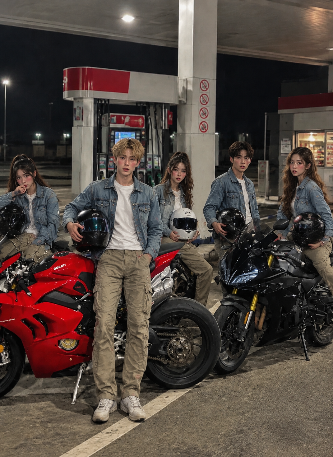 Motorcycle Group - Encounter at the Gas Station thumbnail