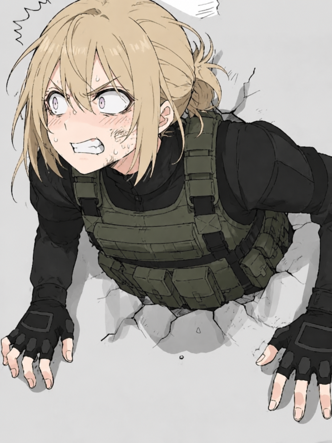 Female soldier stuck in a wall thumbnail