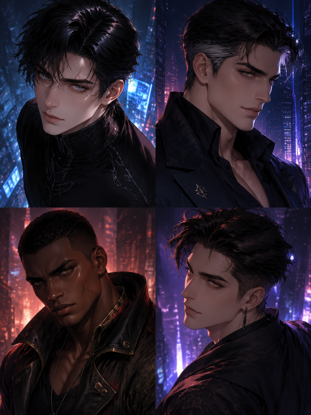 Raine, Caelum, Drex, and Voss — The Four Sovereigns of the Grid (Neon Dominion) thumbnail
