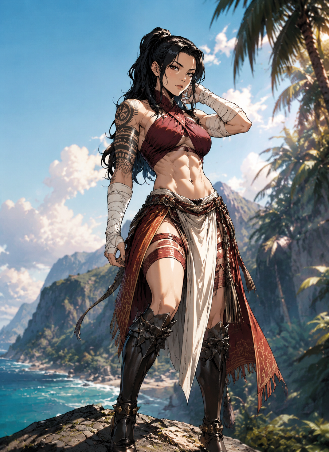 The tribe of female warriors on the tropical island thumbnail
