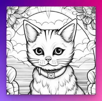 Free Chat With Children's coloring book page prompt for MidJourney