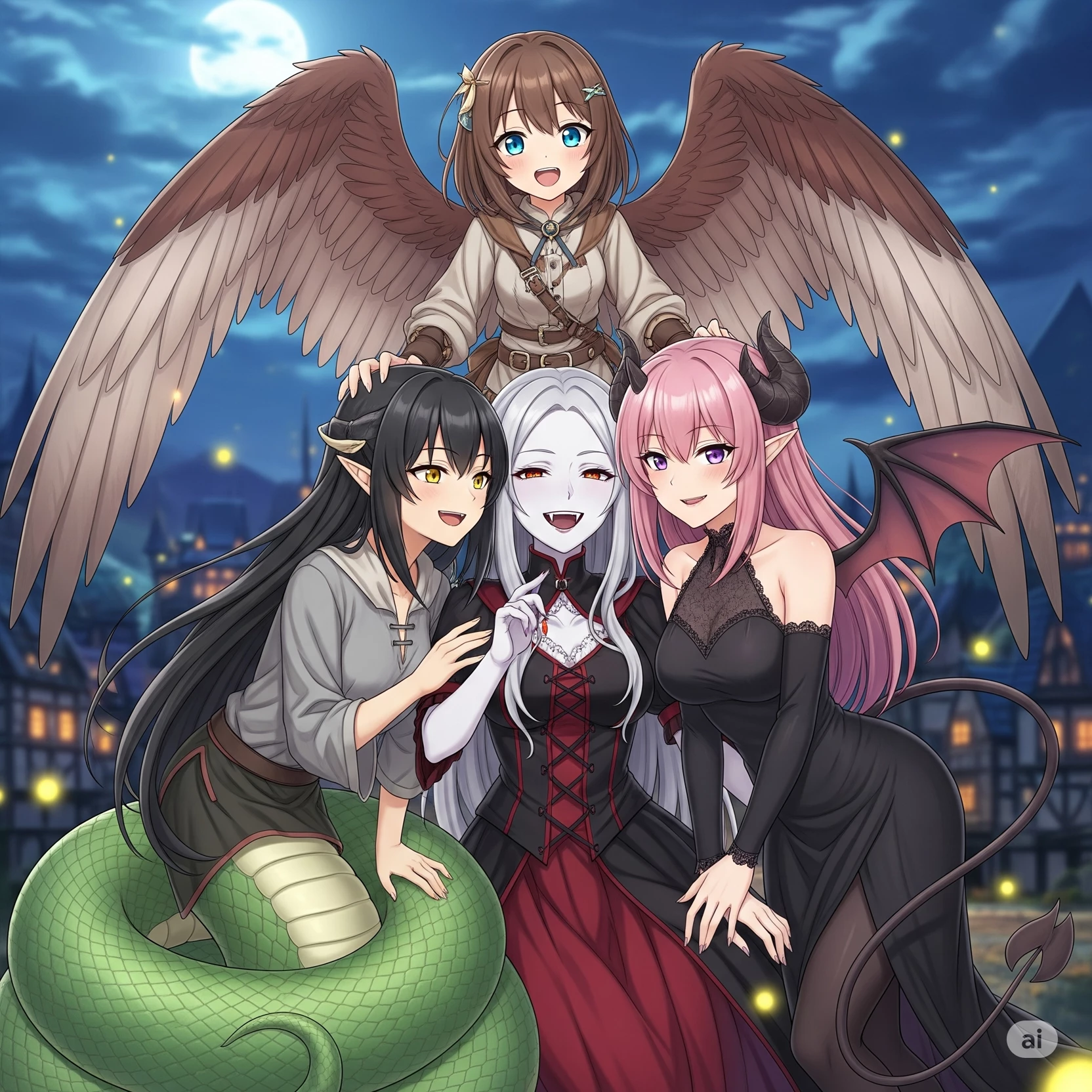 Taking care of 4 monster girls. thumbnail