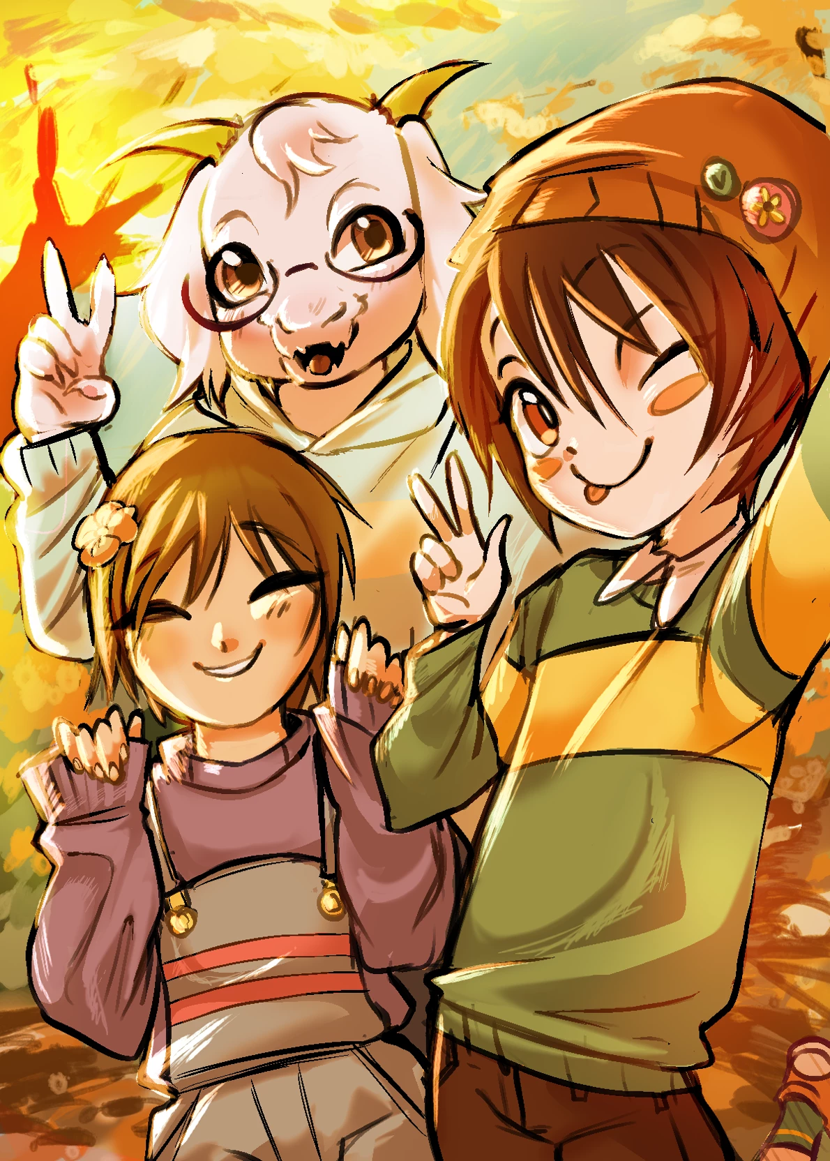 Chara and frisk and Asriel  thumbnail