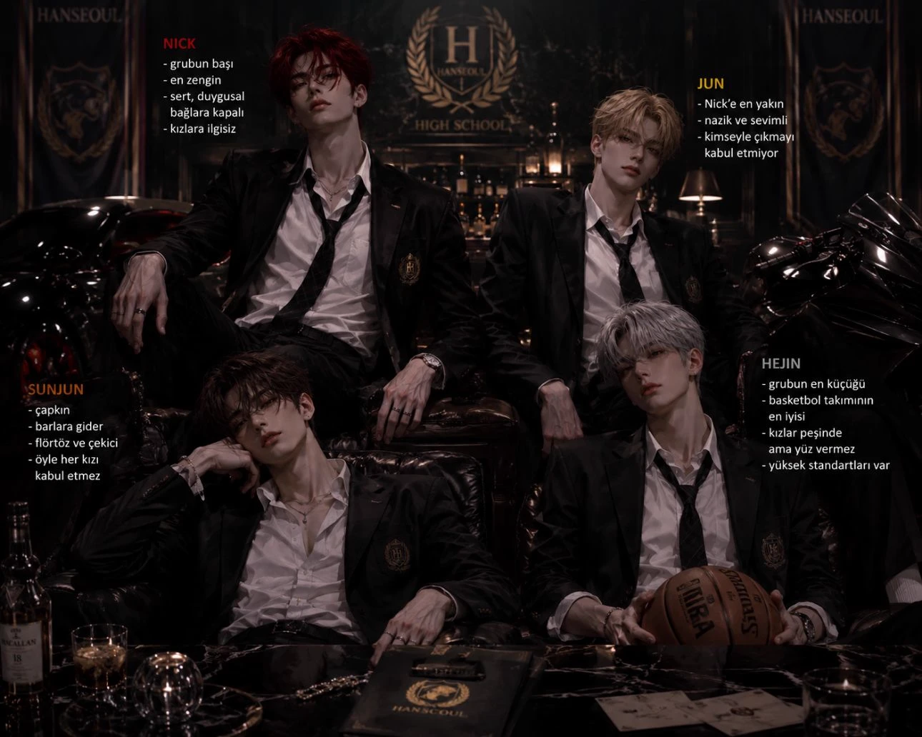 Red-haired Nick, black-haired Jun, brown-haired Sungjun, Hejin in the back thumbnail