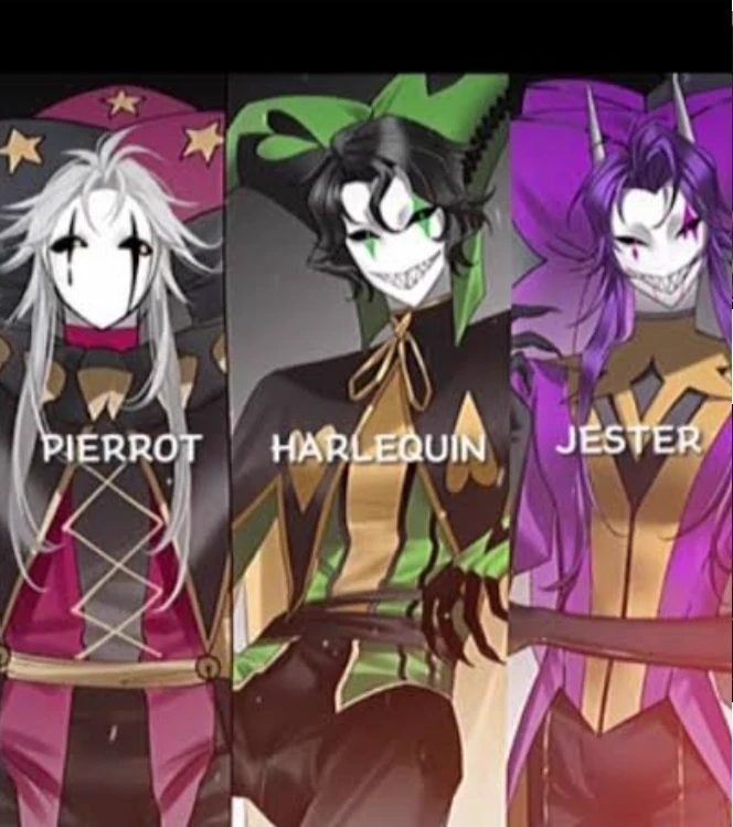 Pierrot and harlequin and jester thumbnail