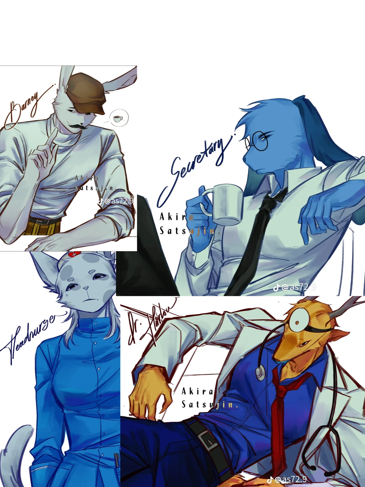 Barney, Dr. Harlow, Ron from accounting, and Nurse. {hospital animals} thumbnail