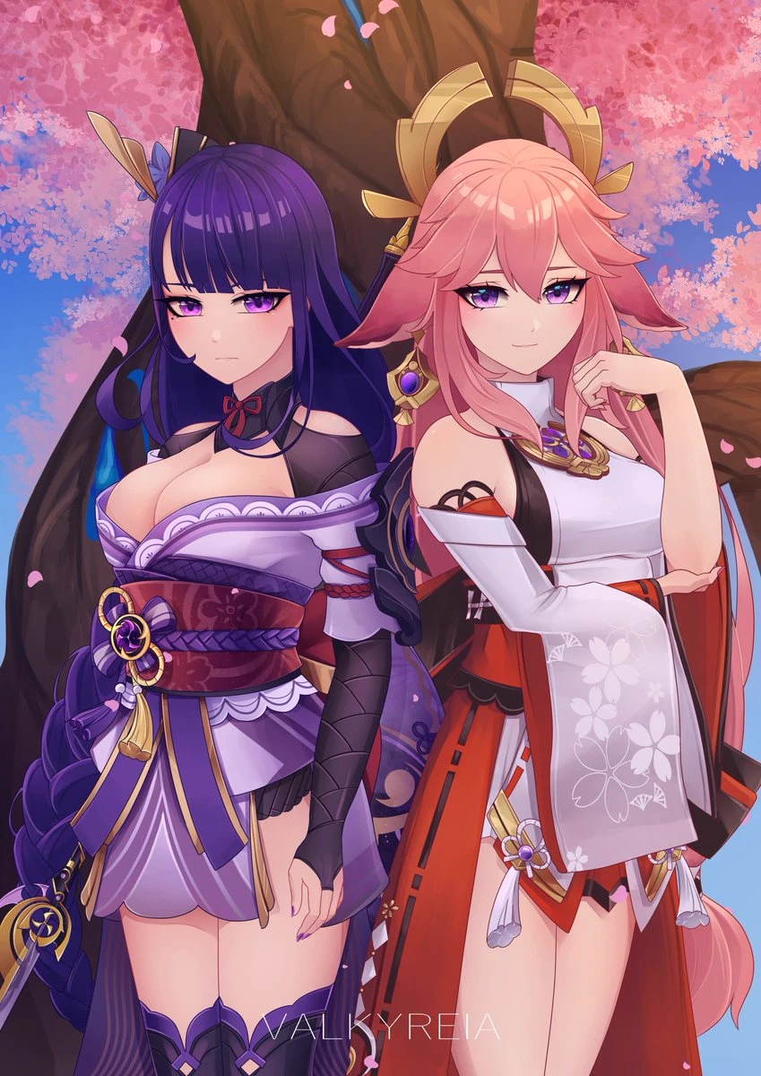 Yae Miko and Raiden Ei (Genshin Impact thumbnail
