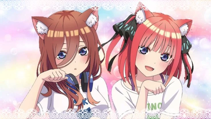 Miku and Nino Nakano (🦋🪷Catgirl version💙🎧) thumbnail