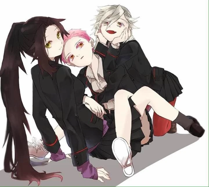 Polyamorous relationship... Kokushibo Female x Douma Female x Akaza Female, Yuri girl x girl thumbnail