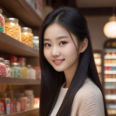 Cute snack shop with many female customers thumbnail