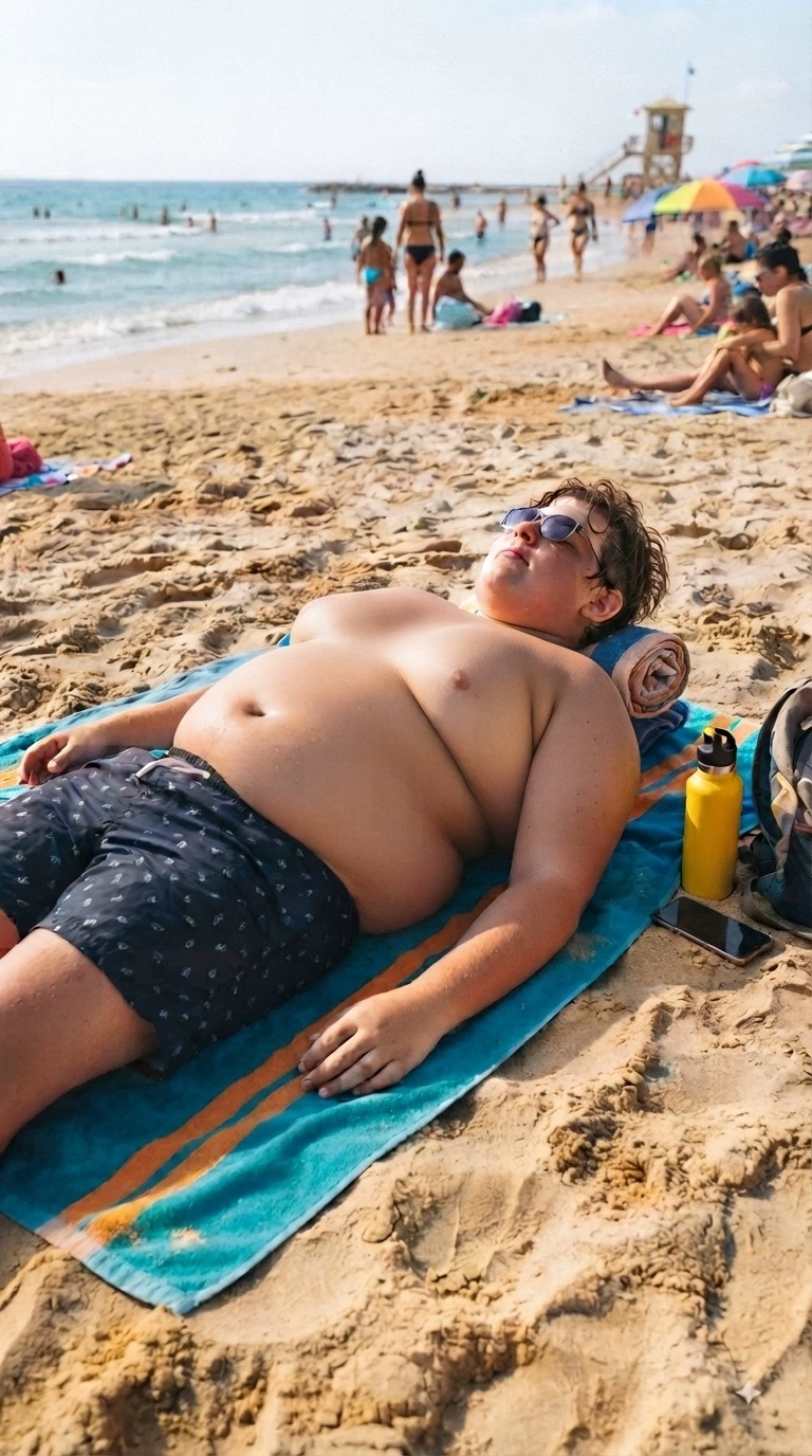 A cute boy on the beach thumbnail
