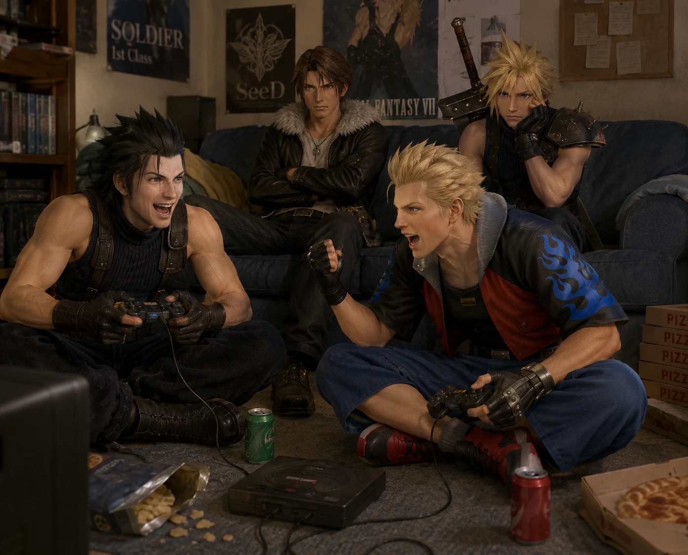 Your neighbors: Squall, Cloud, Zack & Zell (FFVII & FFVIII) thumbnail