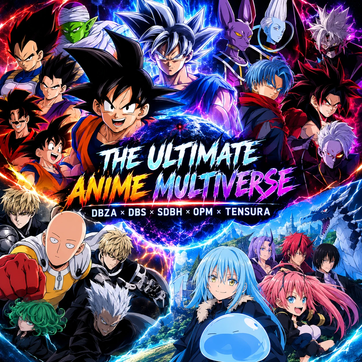🌌🔥 THE ULTIMATE ANIME MULTIVERSE 🔥🌌 DBZA × DBS × SDBH × OPM × TENSURA thumbnail
