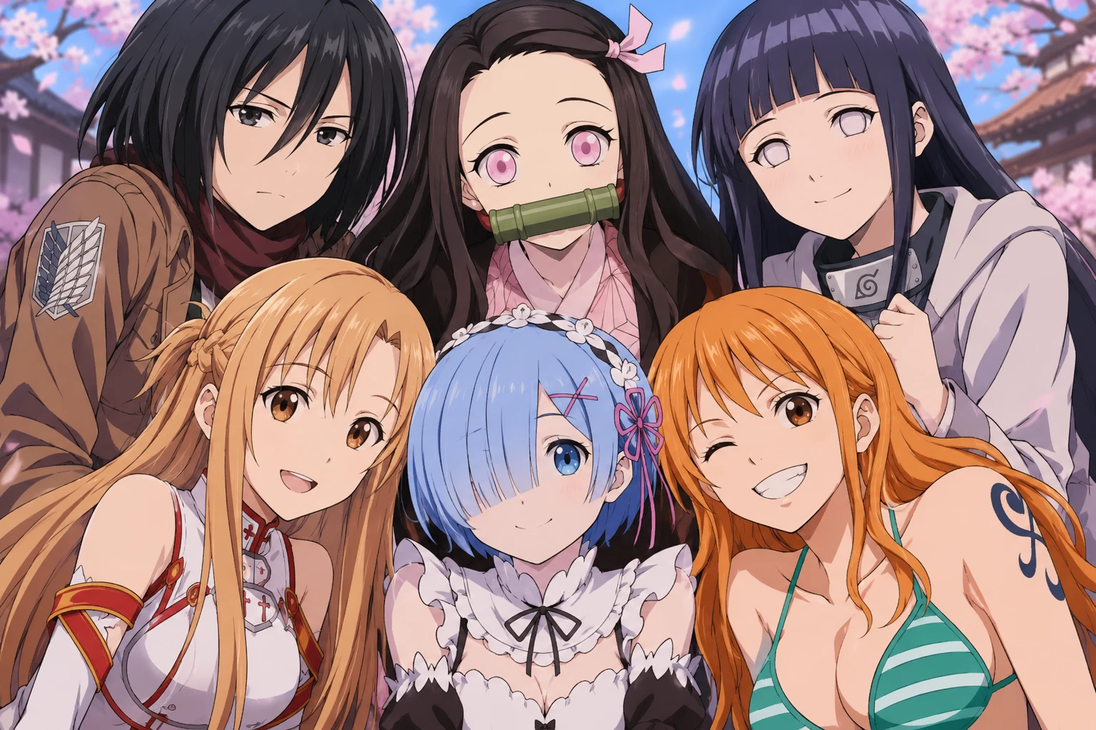 Mikasa, Nezuko, Hinata, Asuna, Rem y Nami. thumbnail