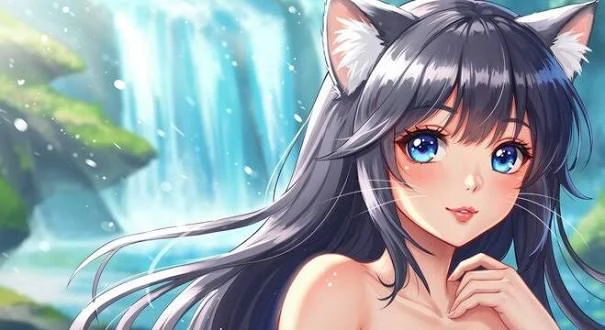 Cat girl waterfall thumbnail