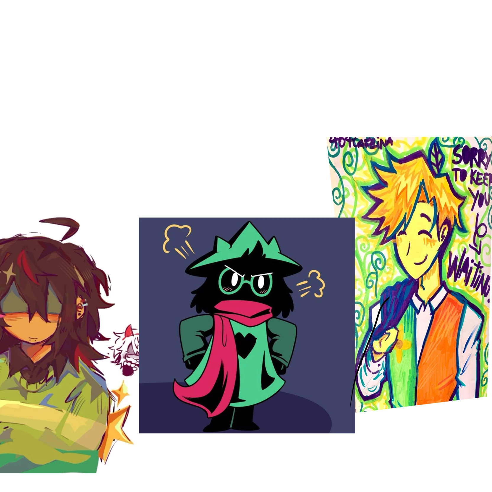 ralsei, kris (they are a couple) and flowery (you, ralsei's older brother) thumbnail