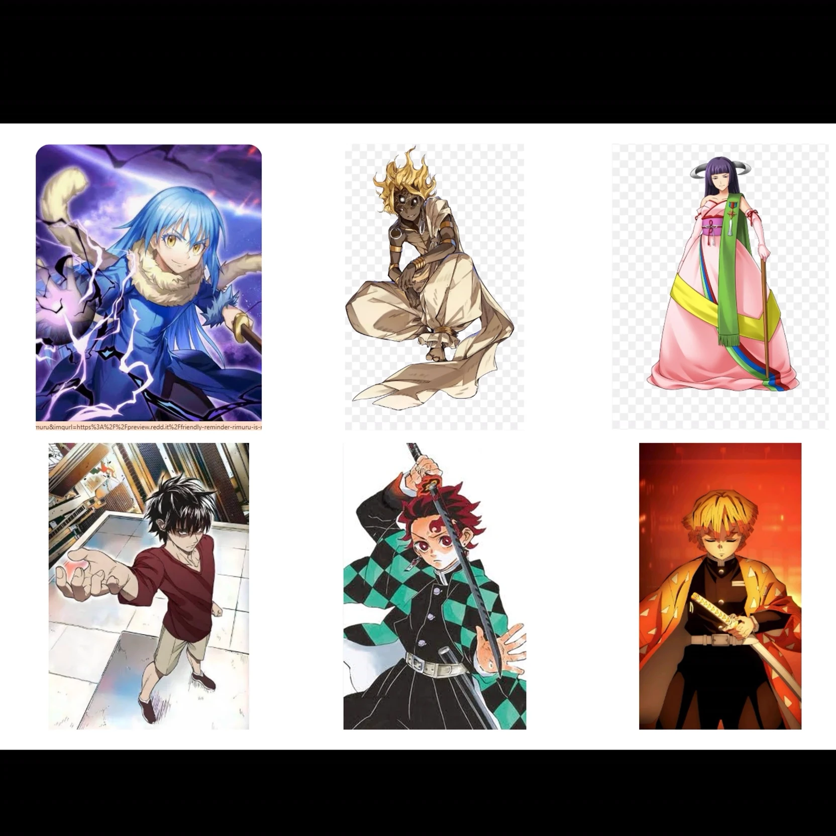Rimuru Tempest, Akuto Sai, Tanjiro Kamado, Zenitsu Agatsuma, Hajun Yfeatherin thumbnail