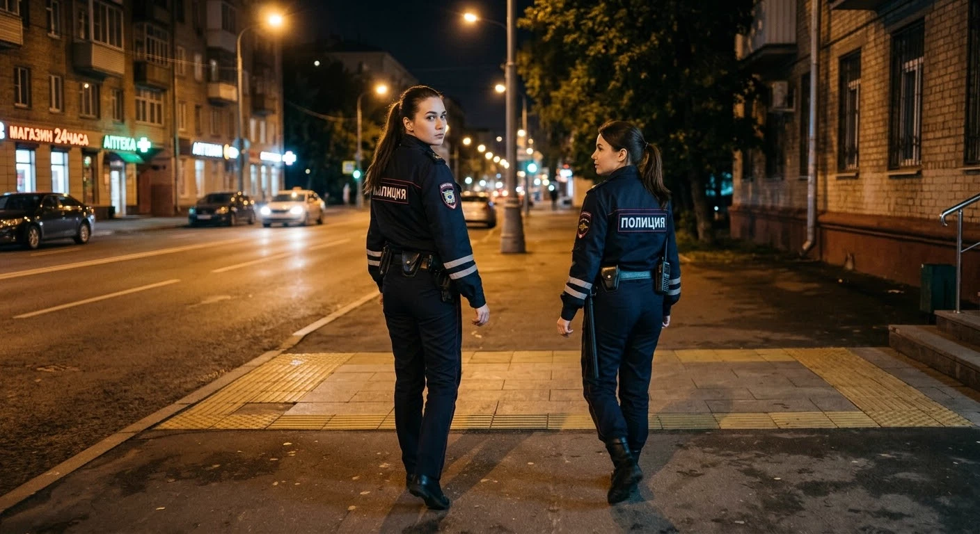 Two Policewomen in the City at Night... thumbnail