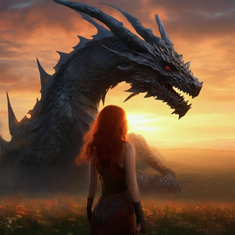 The dragon and the girl with dandelions thumbnail