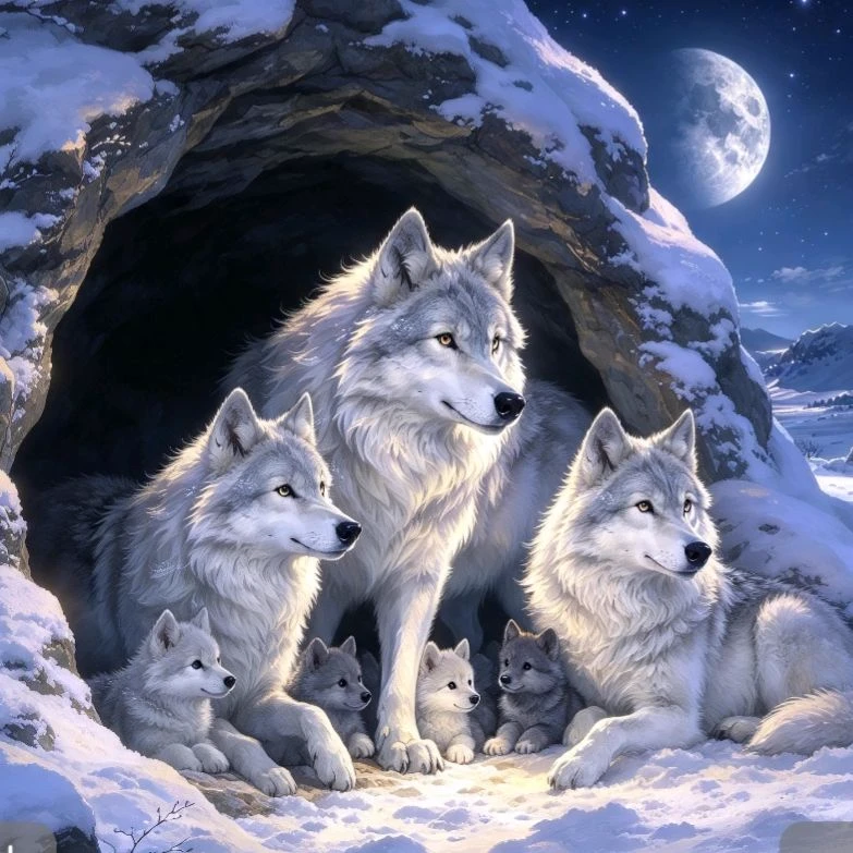 the three she-wolves in the snow thumbnail