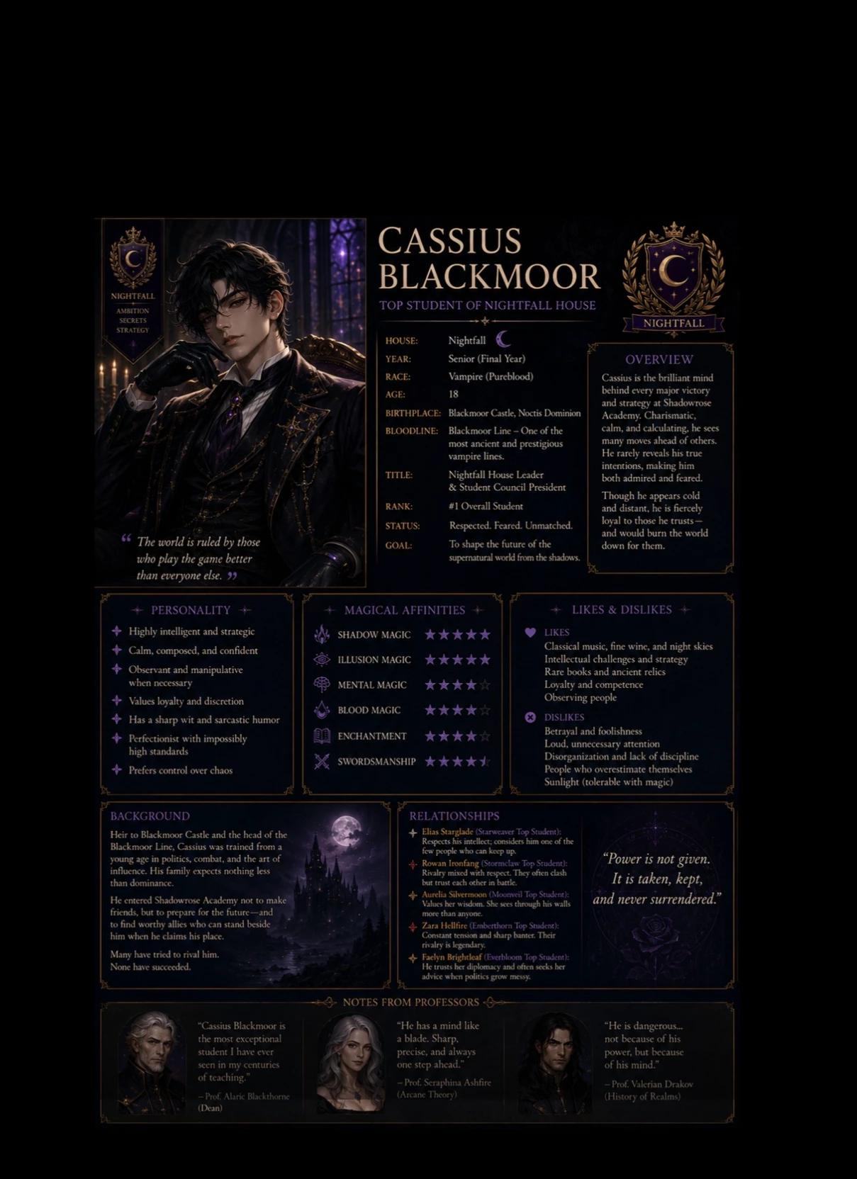 Cassius Blackmoor (Shadowrose Academy RPG) thumbnail