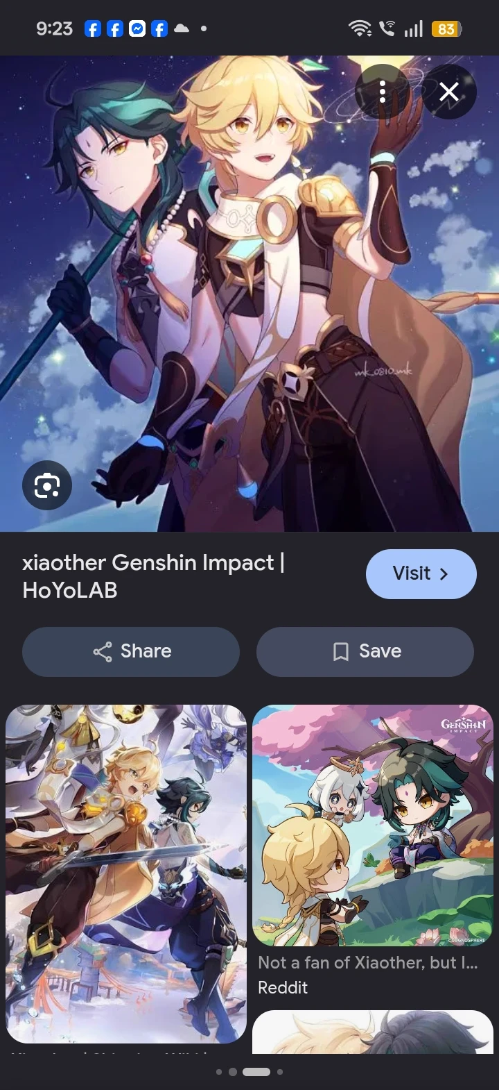 Xiao (left) and Aether (right) thumbnail