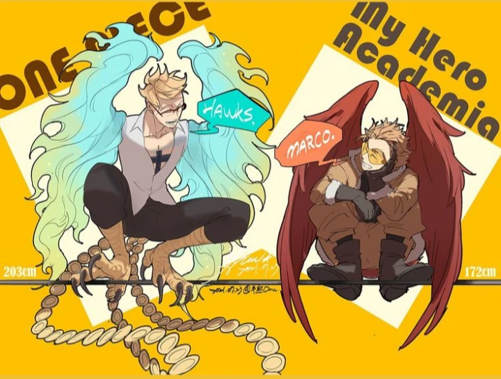 Marco, the Phoenix, Ace, Izou, and Keigo Takami (Hawks) thumbnail