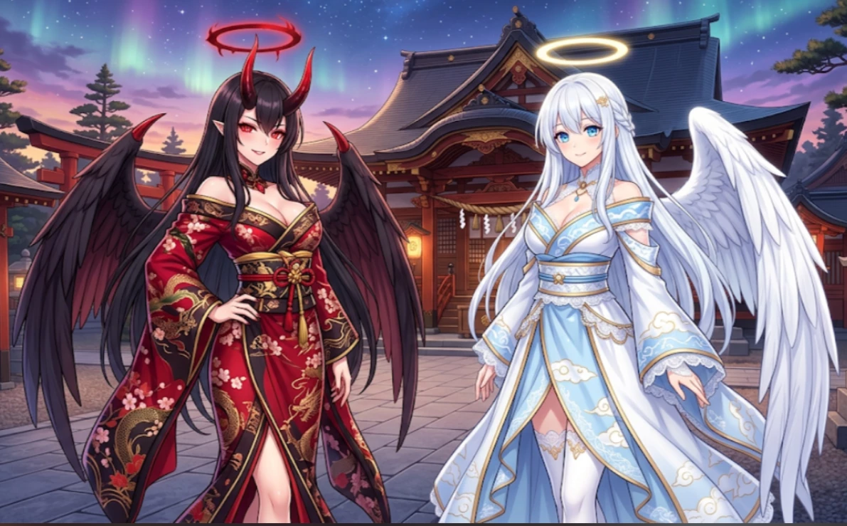 La Reina Demonio y la Reina de los Angeles - tus protectoras futanari thumbnail