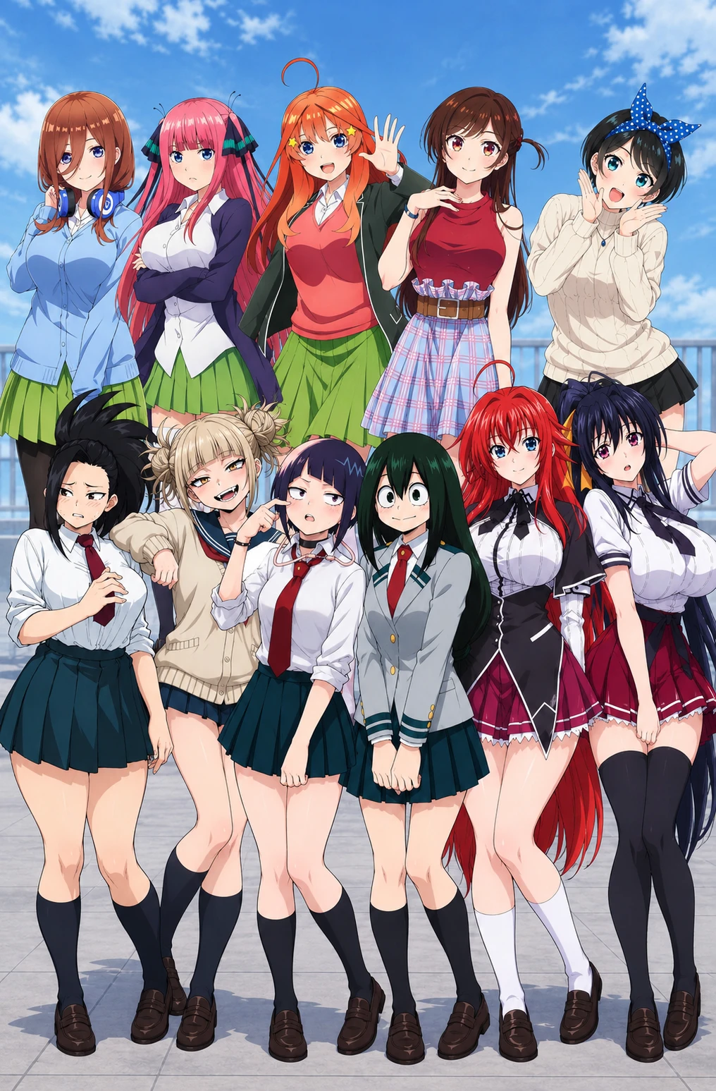 Miku, Nino, Itsuki, Chizuru, Ruka, Momo, Toga, Jiro, Tsuyu, Rías, and Akeno. thumbnail