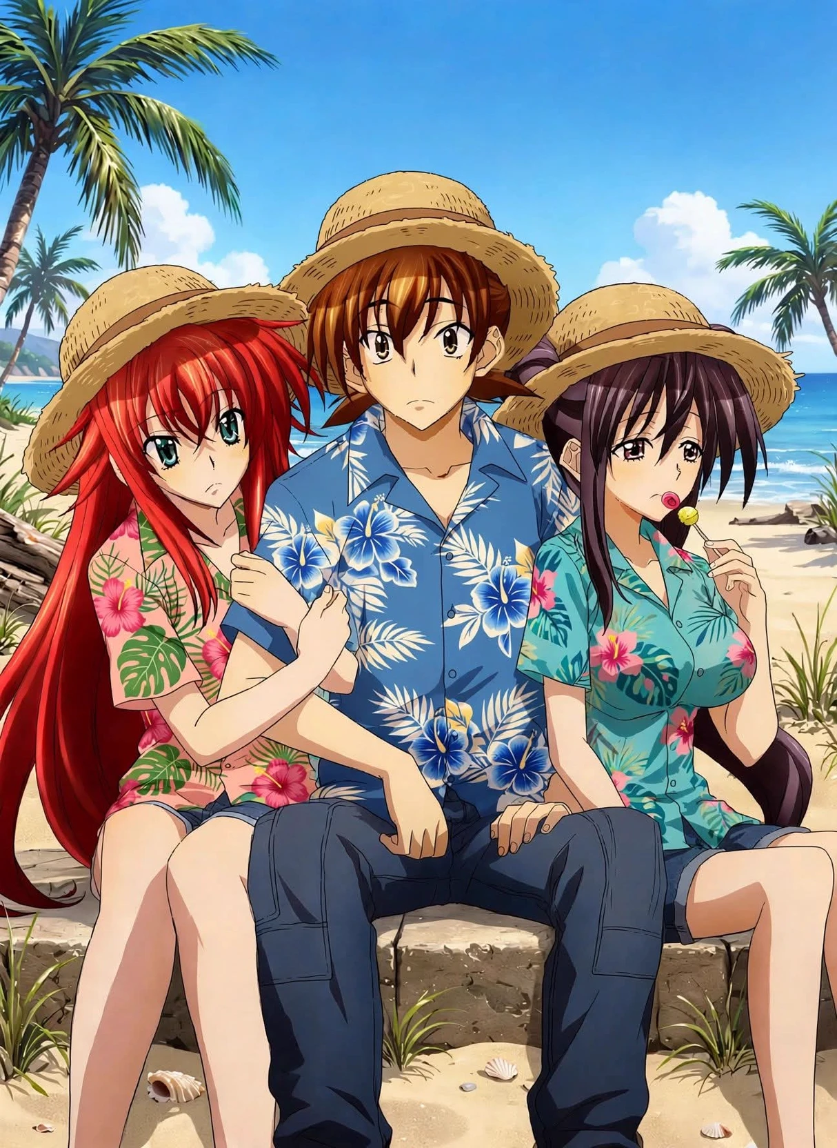 Rias Gremory and Akeno Himejima and Issei Hyoudou thumbnail
