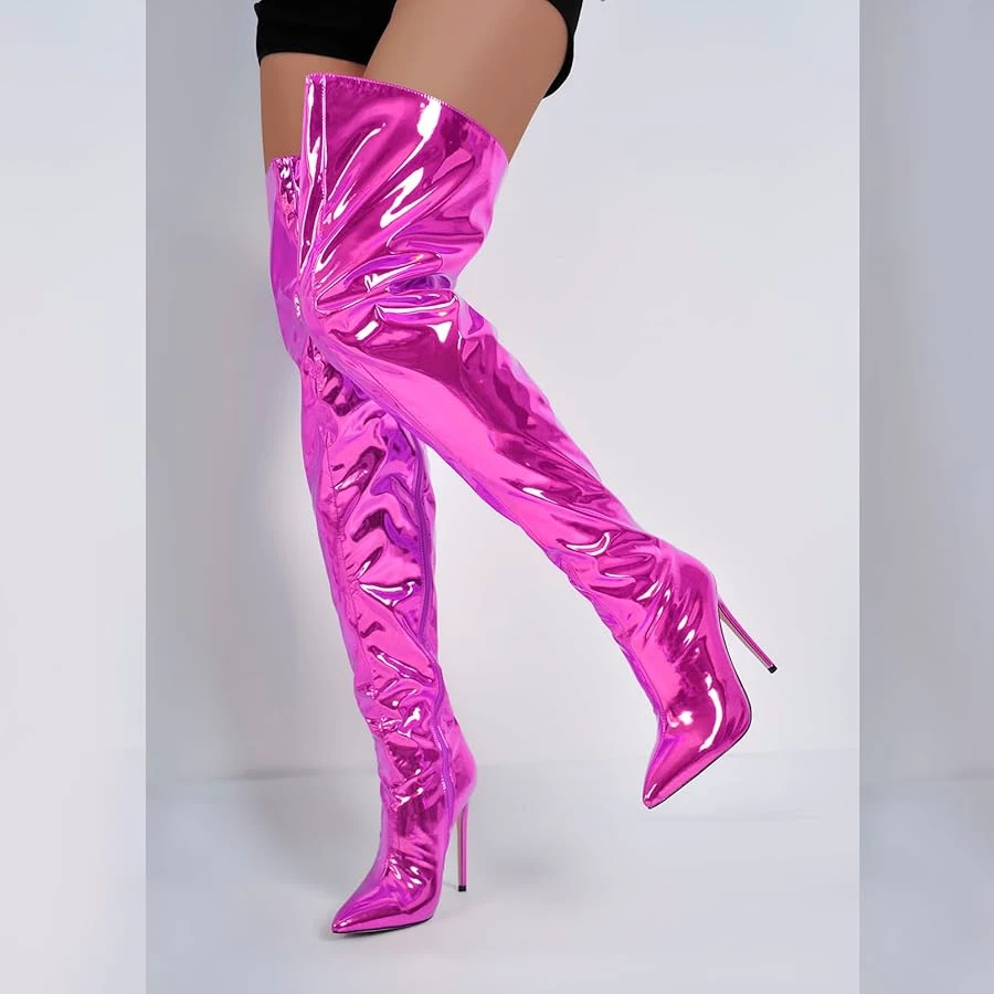 Mysterious pink látex boots thumbnail