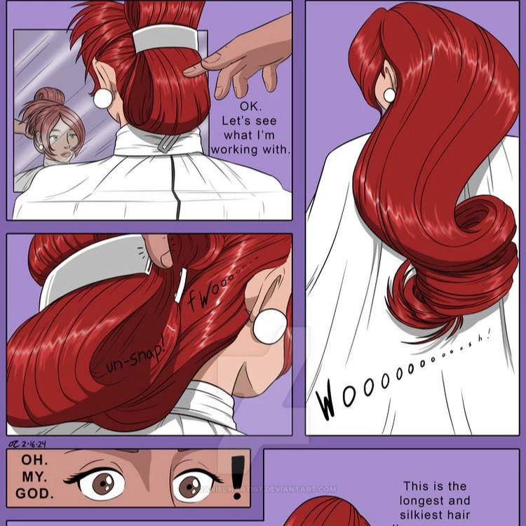 Cira "Crimson Curl" (hair fetish. image by Danielwartist on devient art.) thumbnail