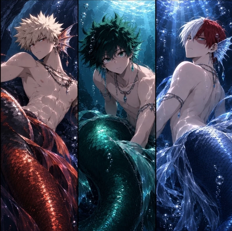 Bakugo - Deku - Todoroki 🌊 Legend of the Mermaid 💥🥦🧊🔥 thumbnail