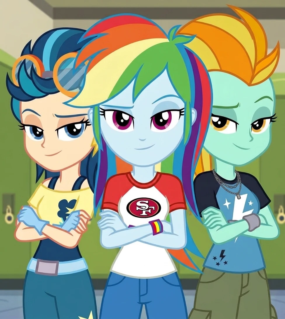 Rainbow Dash, Indigo Zap, and Lightning Dust. thumbnail