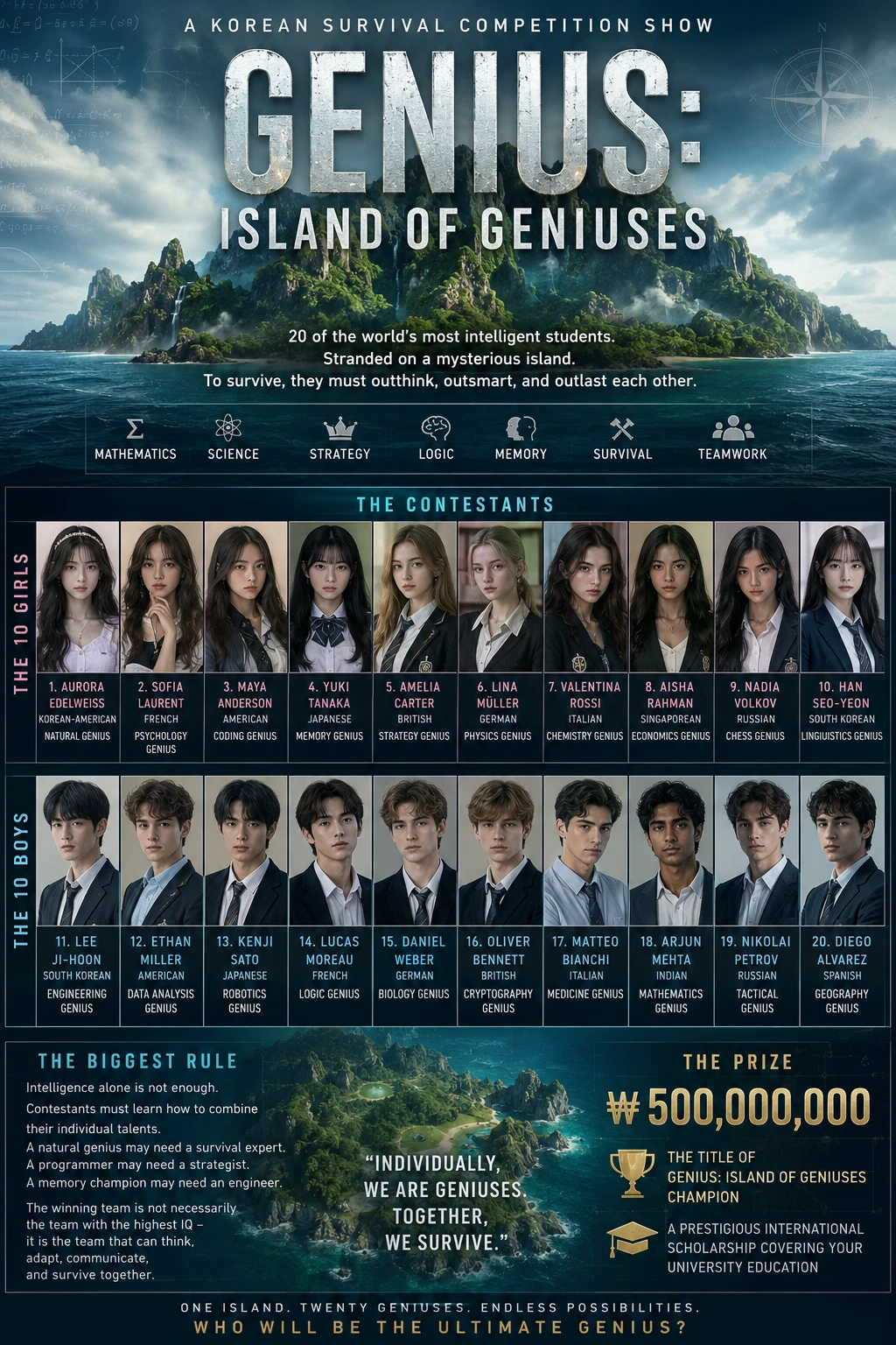 GENIUS: ISLAND OF GENIUSES (Korean survival show) thumbnail