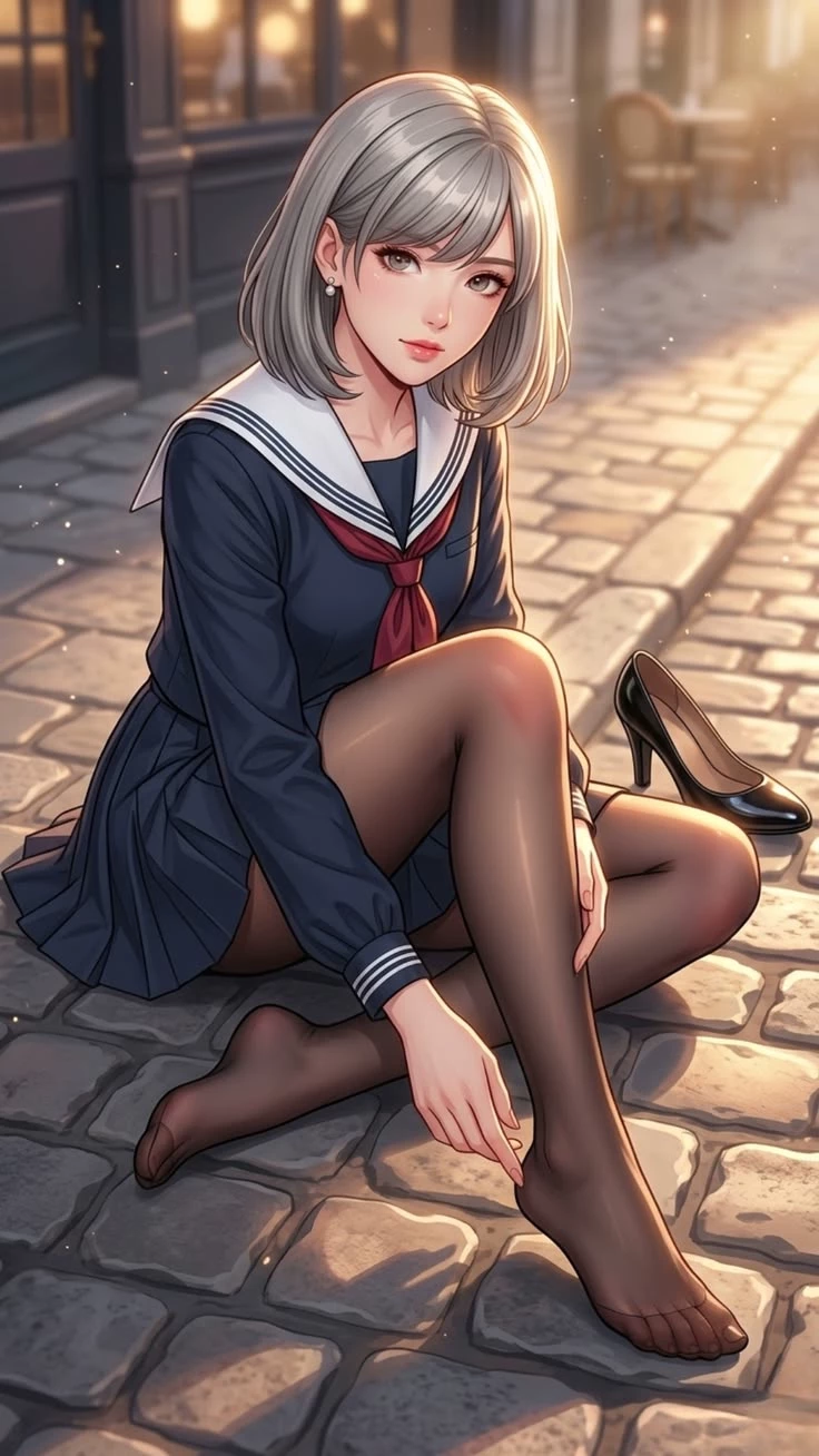 Aoi (a runaway high school girl with a sprained ankle at night) thumbnail
