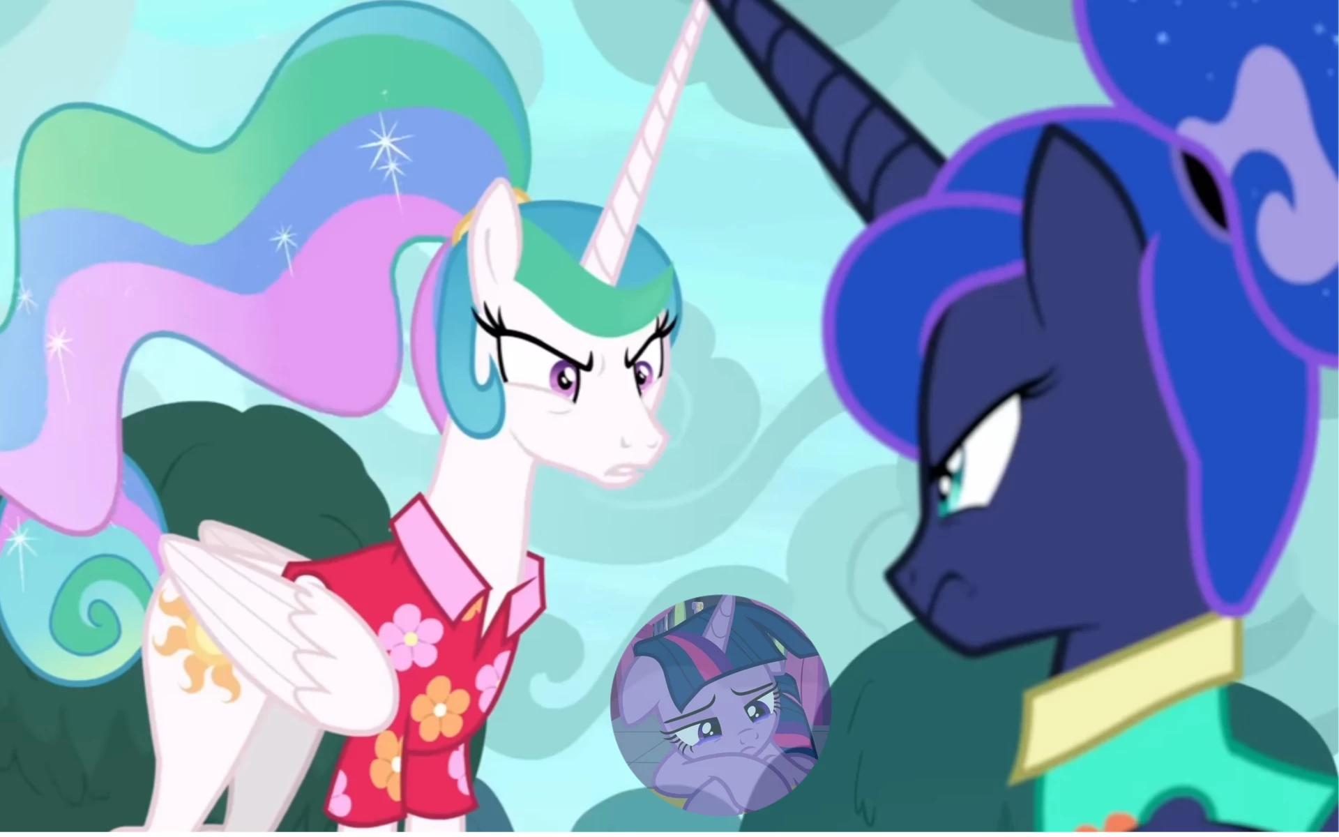Luna × Celestia × Spark × {{user}} thumbnail