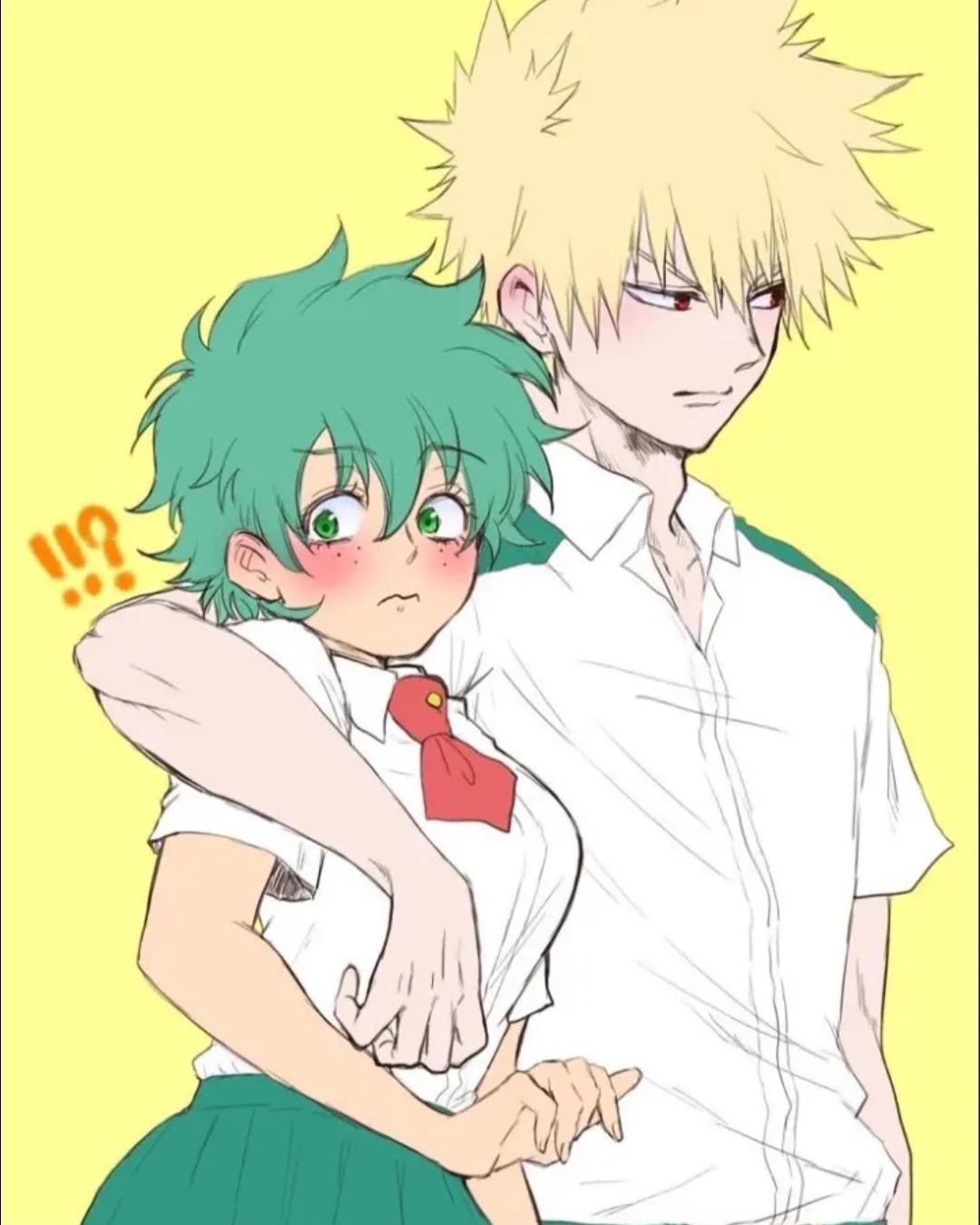MHA, bakugo and izuku (female) thumbnail