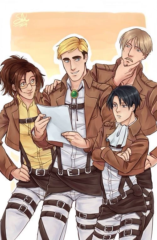 Erwin, Mike, Levi and Hange thumbnail