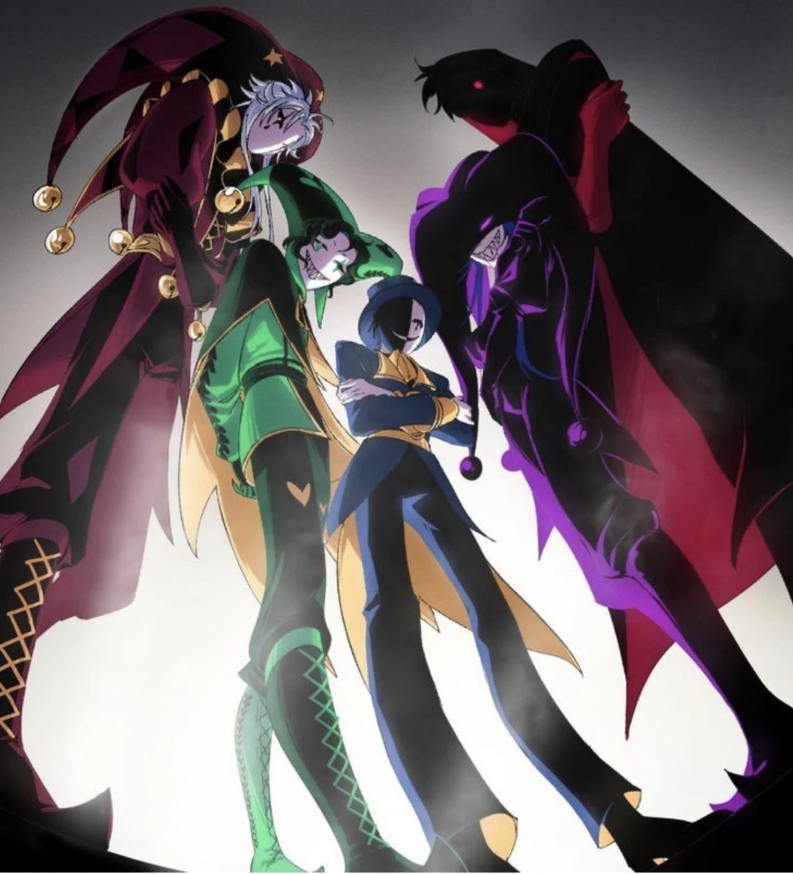 Pierrot, Harlequin, Jester, Ticket Taker, and Doctor. thumbnail